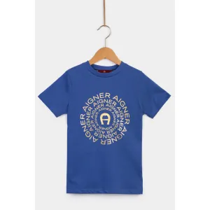Aigner Kids Boy's Blue Logo T-Shirt