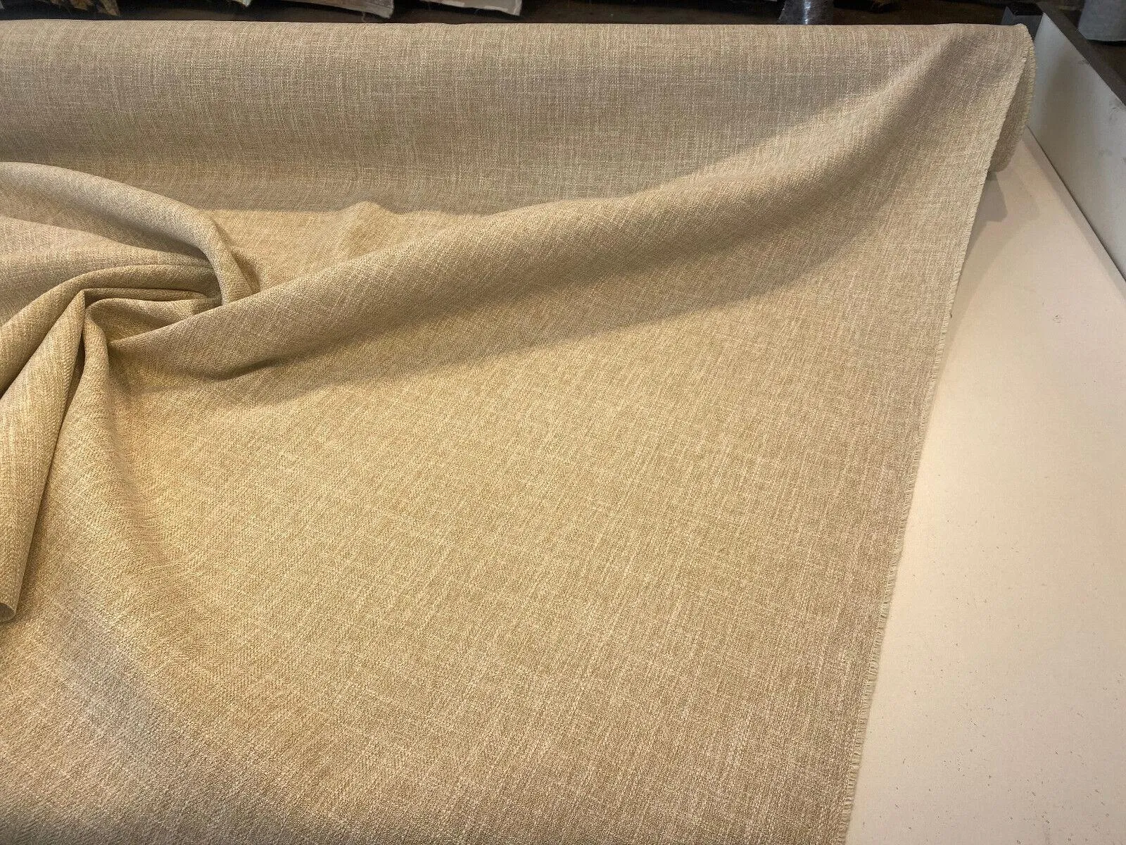 Berkley Wheat Cream Linen Look Drapery Upholstery Regal Fabric By the Yard