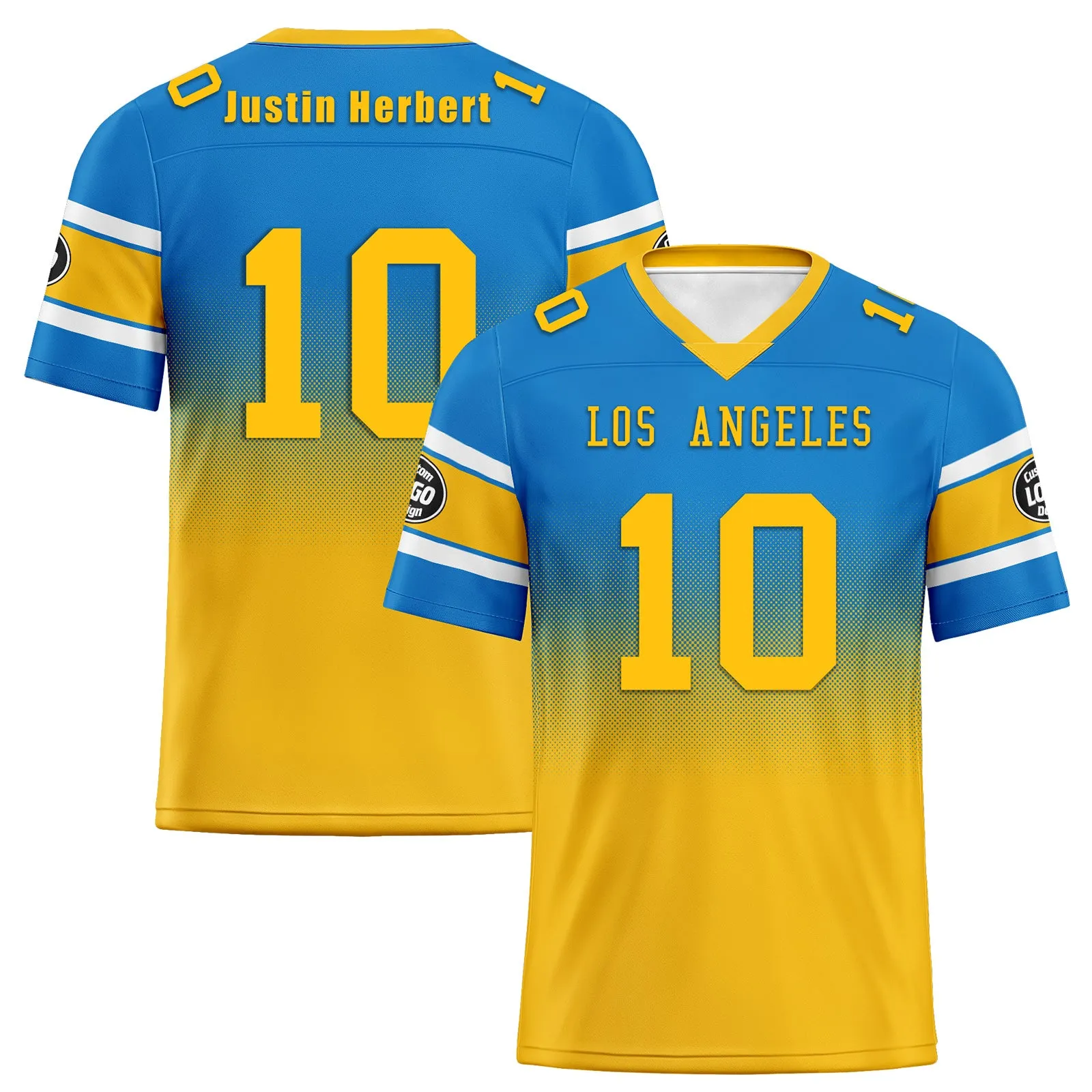 Custom Blue Yellow Los Angeles Football Jersey and Hat Combo Offer Personalized Combo ZH-D020326-22