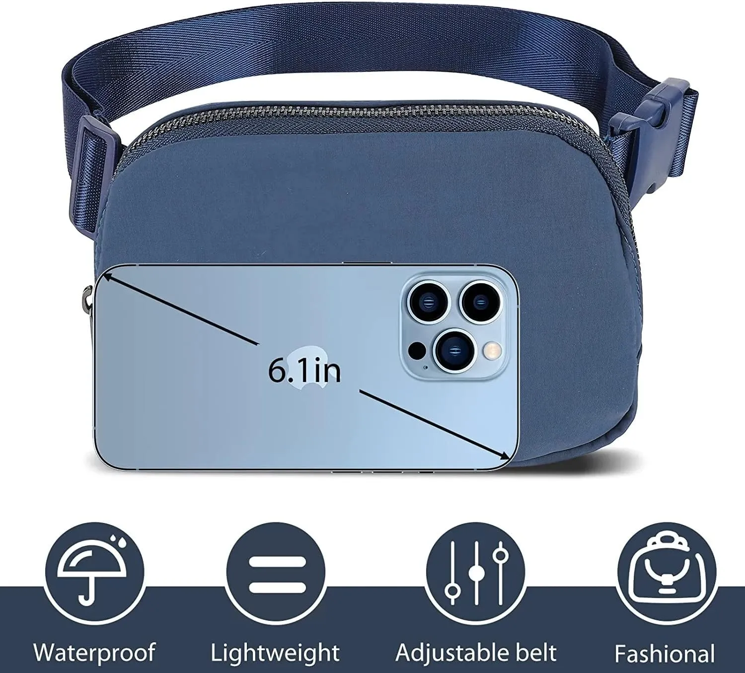 Fanny Packs for Women Men Unisex mini belt bag with Adjustable Strap Fashion Waist Pack for Outdoors Small Waist Pouch for Travel Workout Running Hiking, Blue