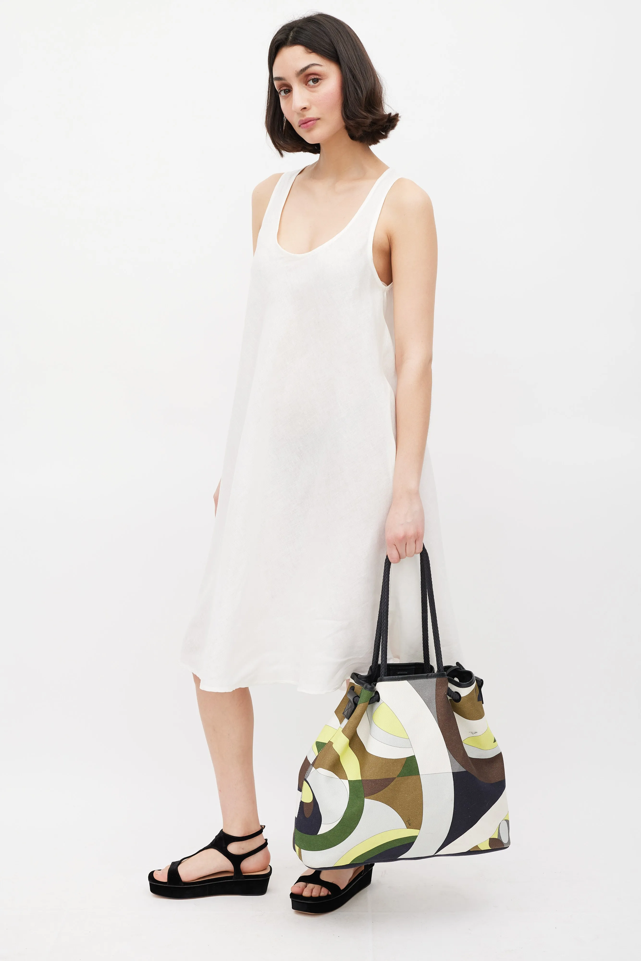 Green & Multicolour Canvas Printed Tote Bag