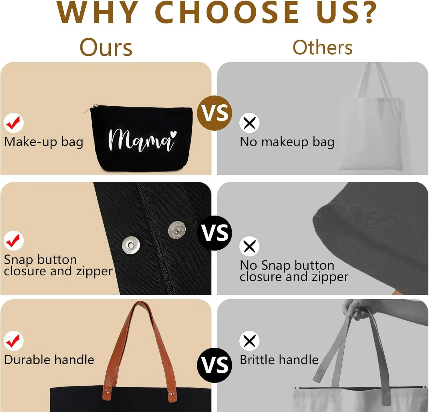 Lamyba New Mom Gifts, Mothers Day Gifts From Daughter Son Kids, Mama Bag Tote for Hospital or Baby Essentials, Mom to Be Gift