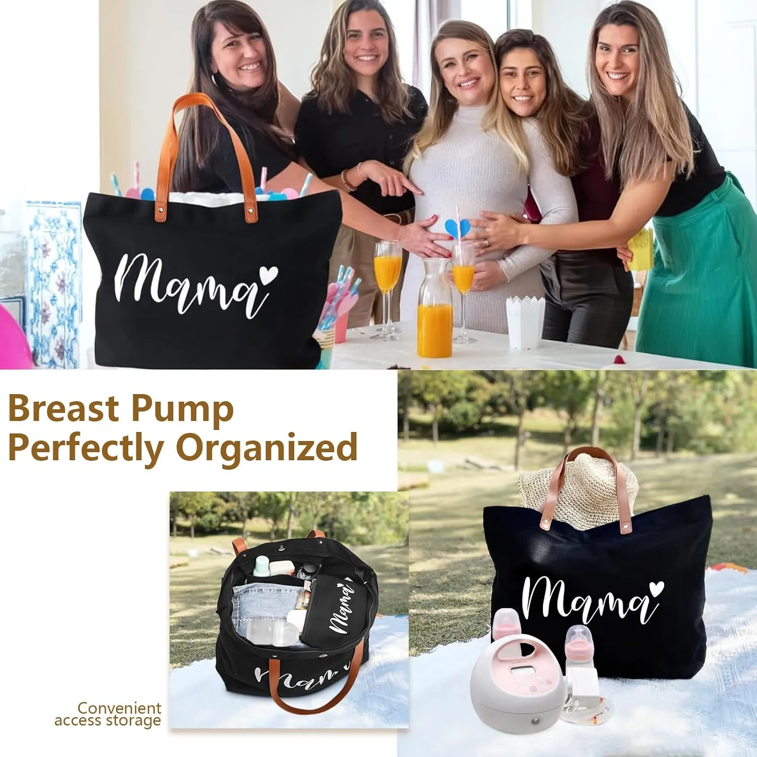Lamyba New Mom Gifts, Mothers Day Gifts From Daughter Son Kids, Mama Bag Tote for Hospital or Baby Essentials, Mom to Be Gift