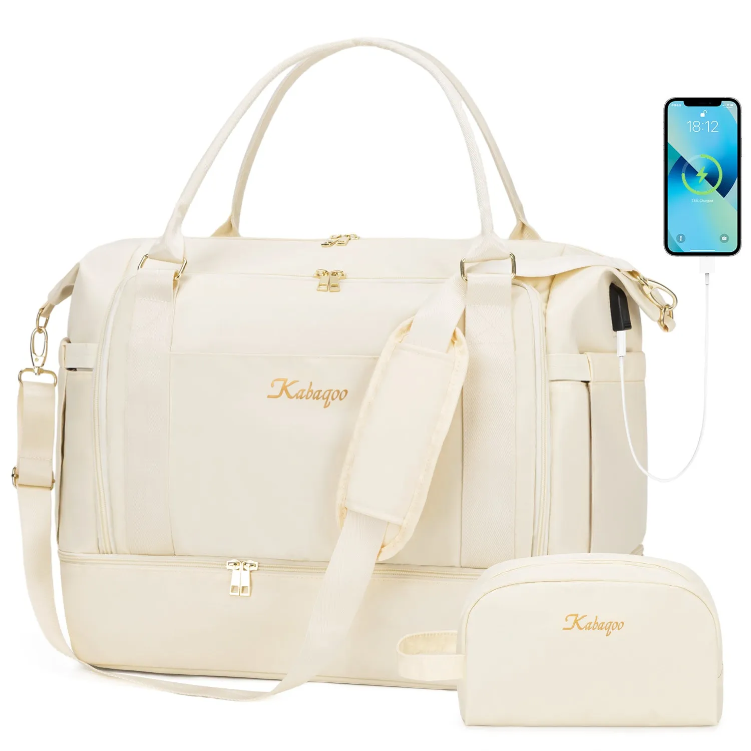 Large Carry Travel Duffel HandBag with USB Charging Port
