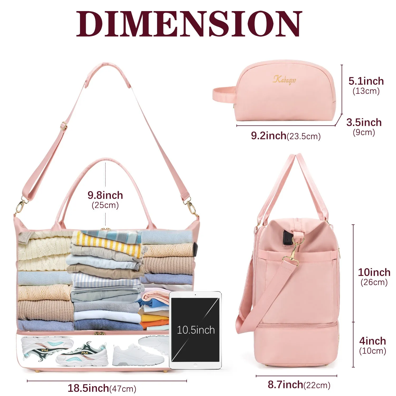 Large Carry Travel Duffel HandBag with USB Charging Port