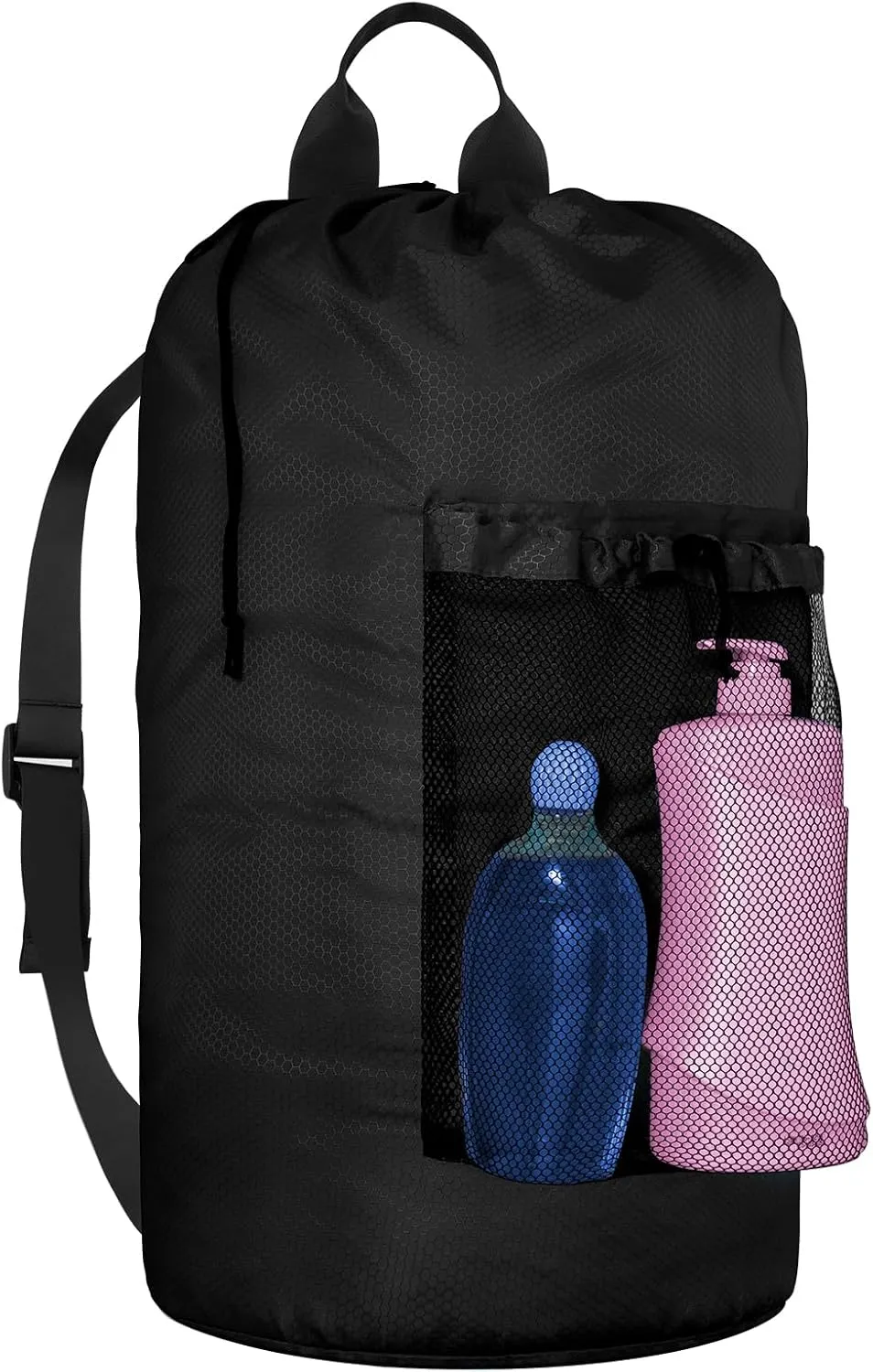 Laundry Bag Backpack Large Travel Laundry Bag with Adjustable Shoulder Straps Portable Laundry Hamper for College, Dorm, Apartment Camp(Black)