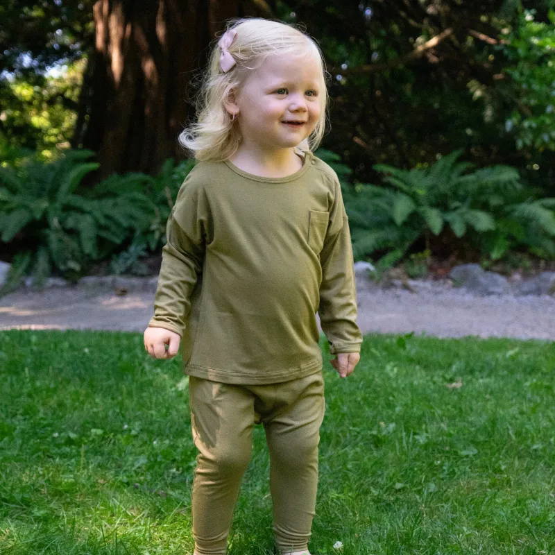Long Sleeve Baggy Pocket Tee - Basil