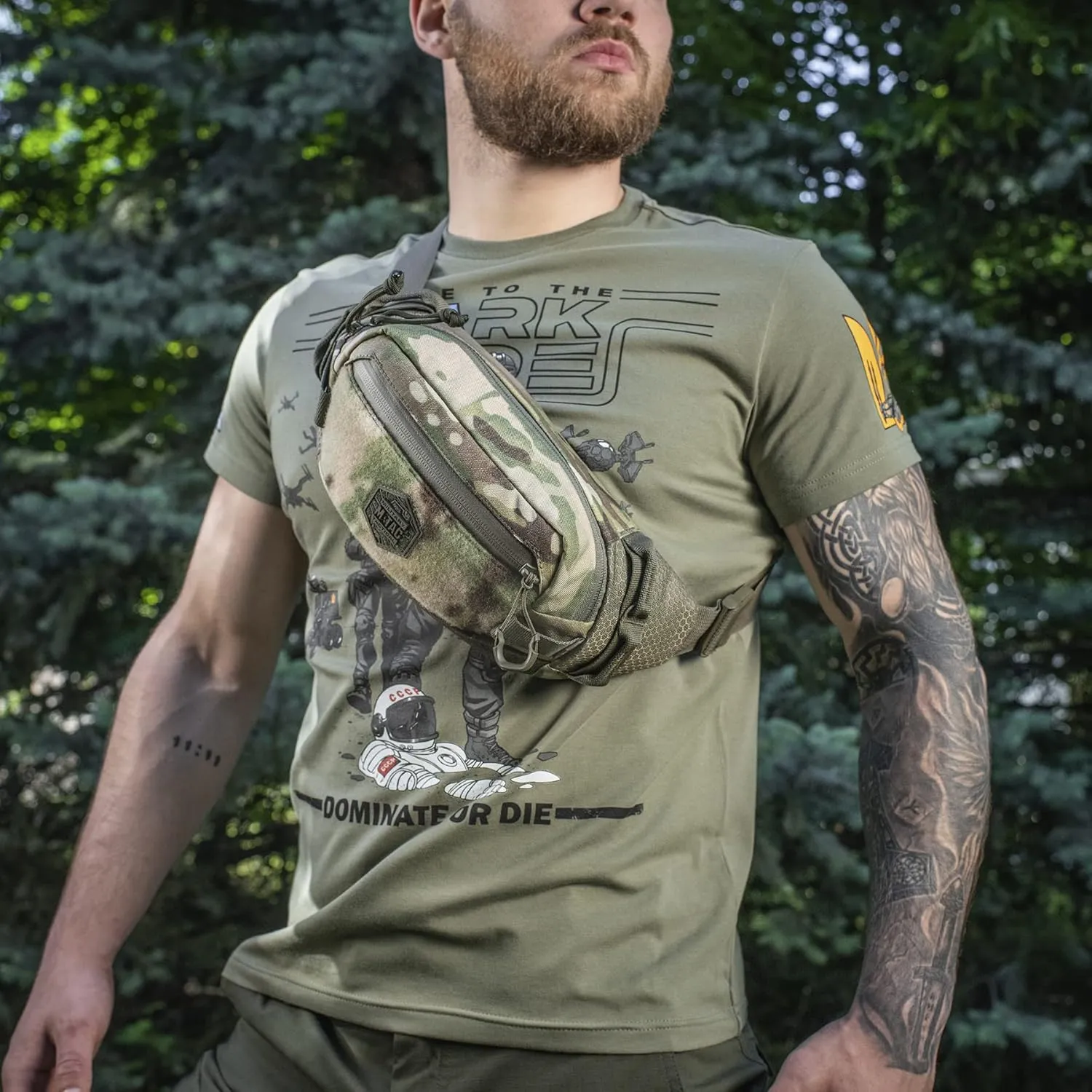 M-Tac Elite Tactical Hexagon Fanny Pack - Military Style Belt Bag for Men with Molle - EDC Waist Pack (Multicam Ranger Green)