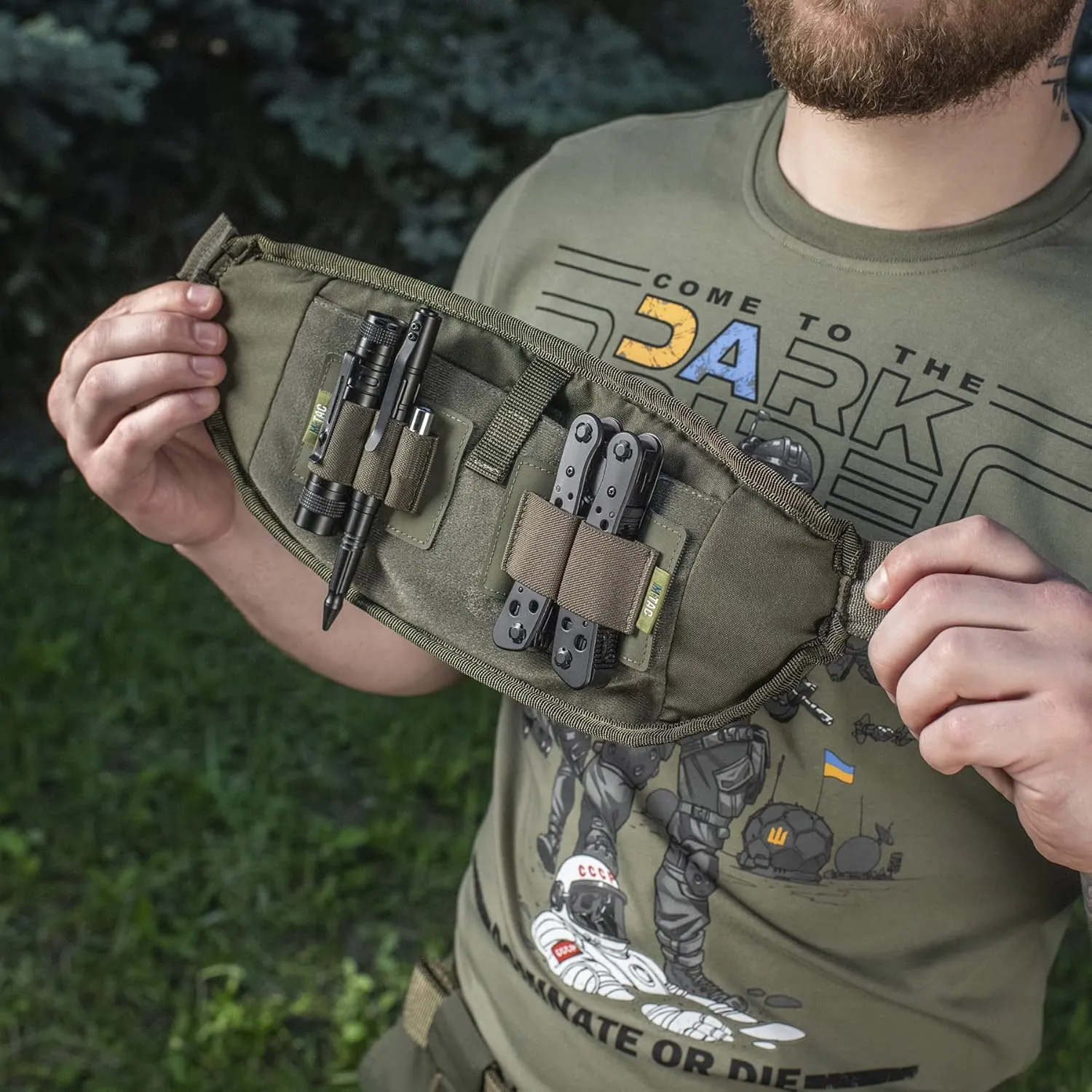 M-Tac Elite Tactical Hexagon Fanny Pack - Military Style Belt Bag for Men with Molle - EDC Waist Pack (Multicam Ranger Green)