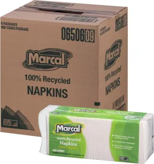 Marcal 6506CT Luncheon Napkin, Single-Ply, 12-1/2-Inch x11-1/4-Inch, 2400/CT, White