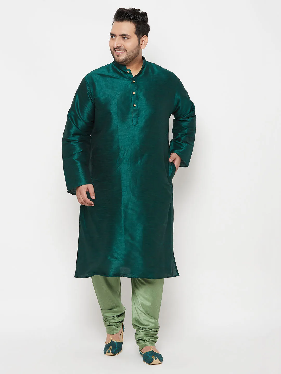 Men's Plus Mint Green Silk Blend Pyjama - Vastramay
