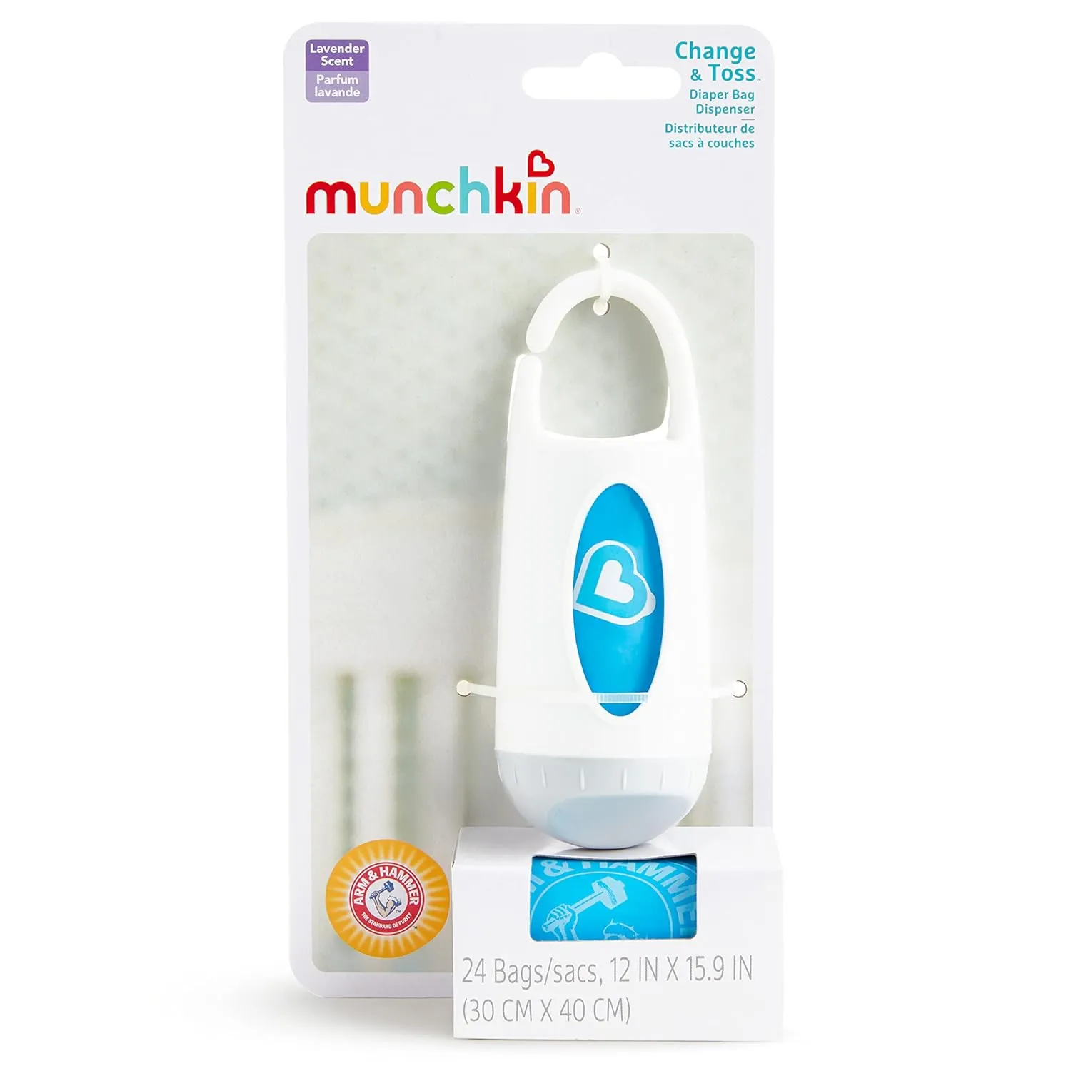 Munchkin Arm and Hammer Diaper Bag Dispenser and 24 Diaper Disposal Bags