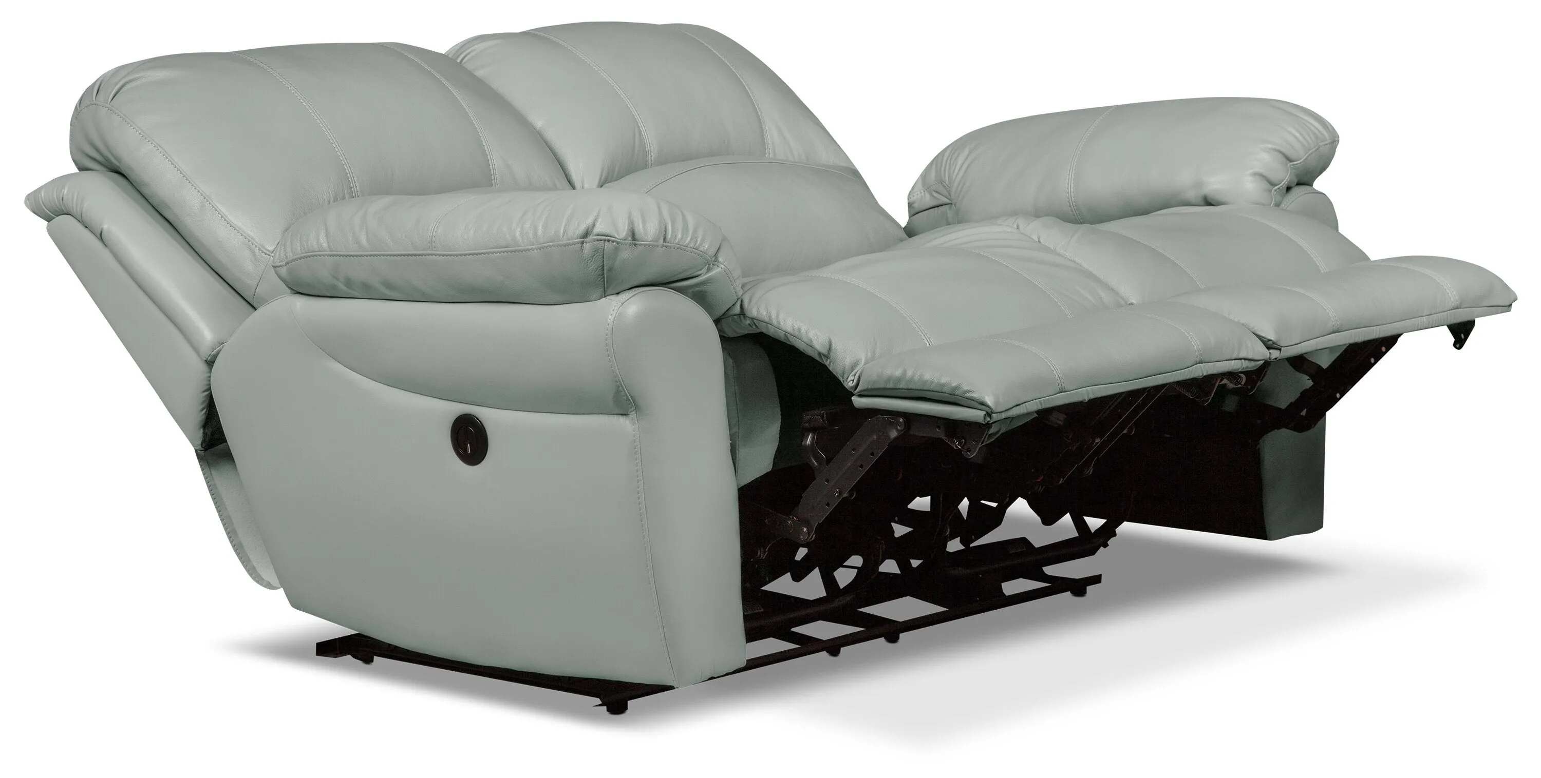 Nelson Genuine Leather Power Reclining Loveseat - Blue