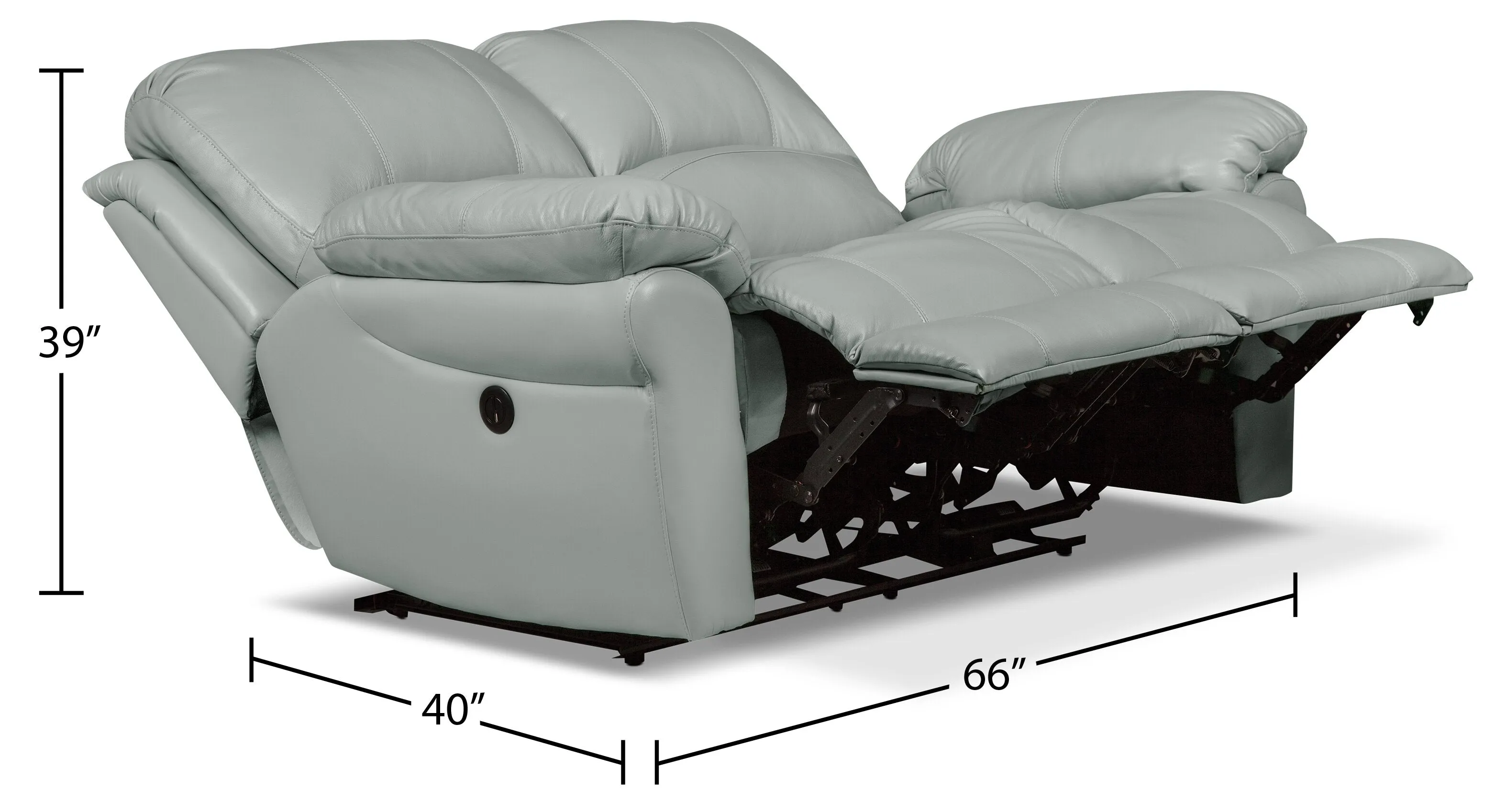 Nelson Genuine Leather Power Reclining Loveseat - Blue