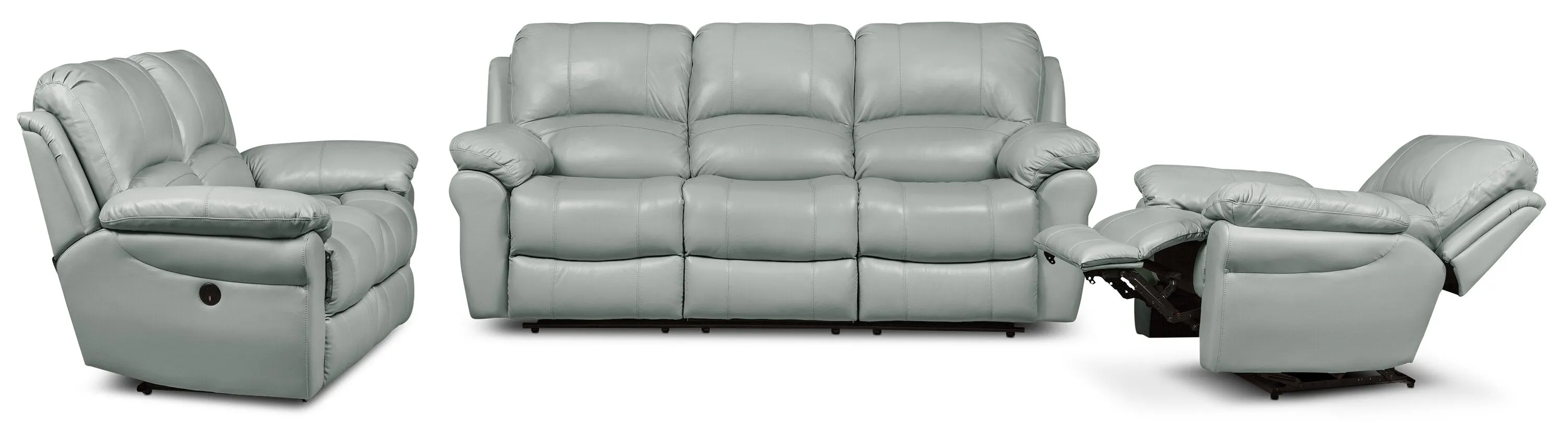 Nelson Genuine Leather Power Reclining Loveseat - Blue