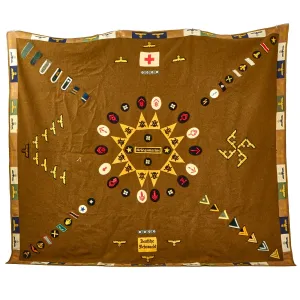 Original U.S. WWII Bring Back Souvenir Wool Army Trophy Blanket Covered with 140 German Kriegsmarine Navy & Heer Army Patches & Insignia - 78" x 67"