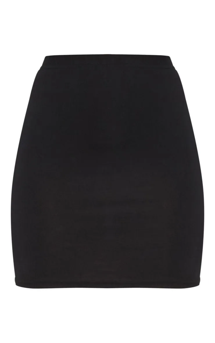PrettyLittleThing Womens Basic Black Jersey Mini Skirt