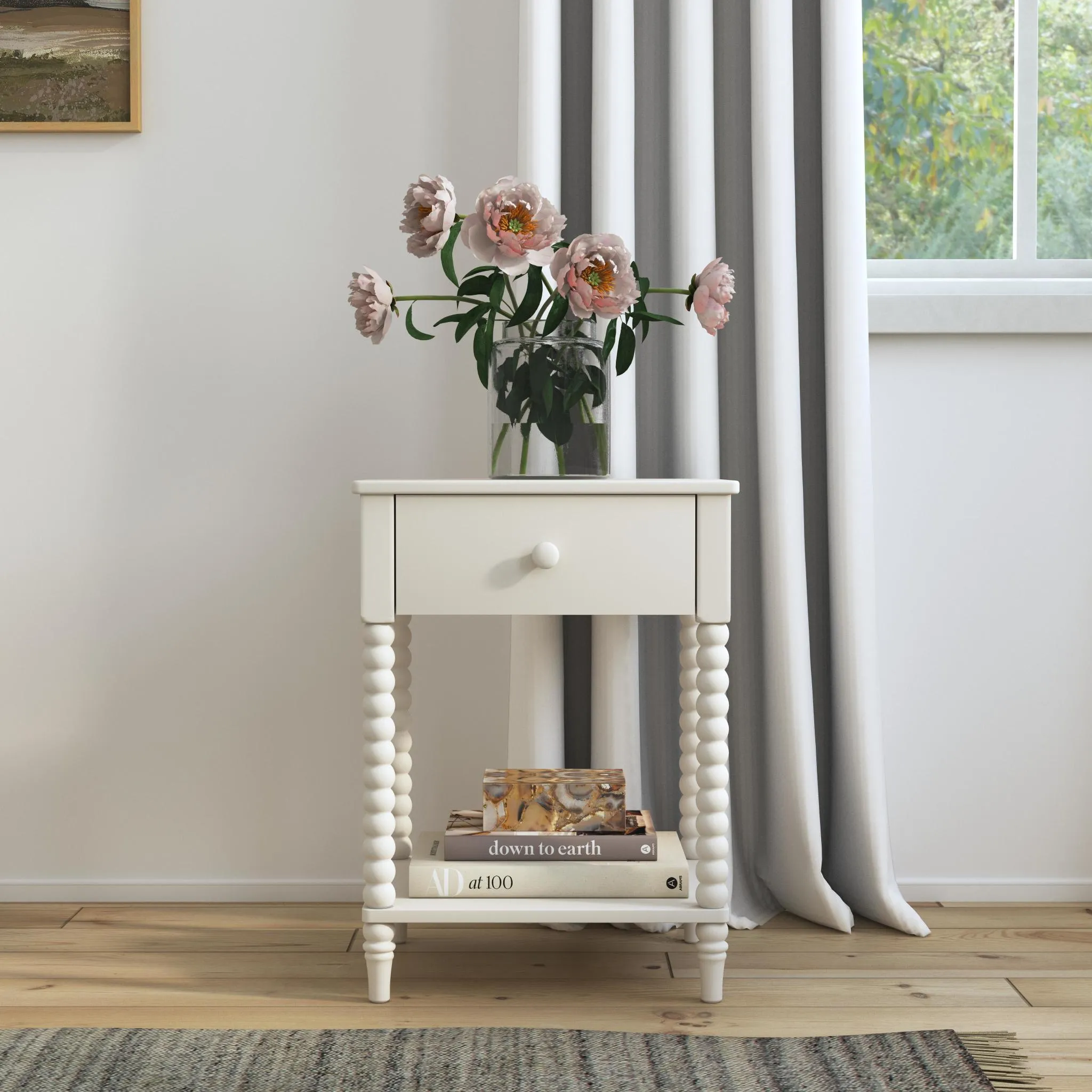Spindle White Nightstand