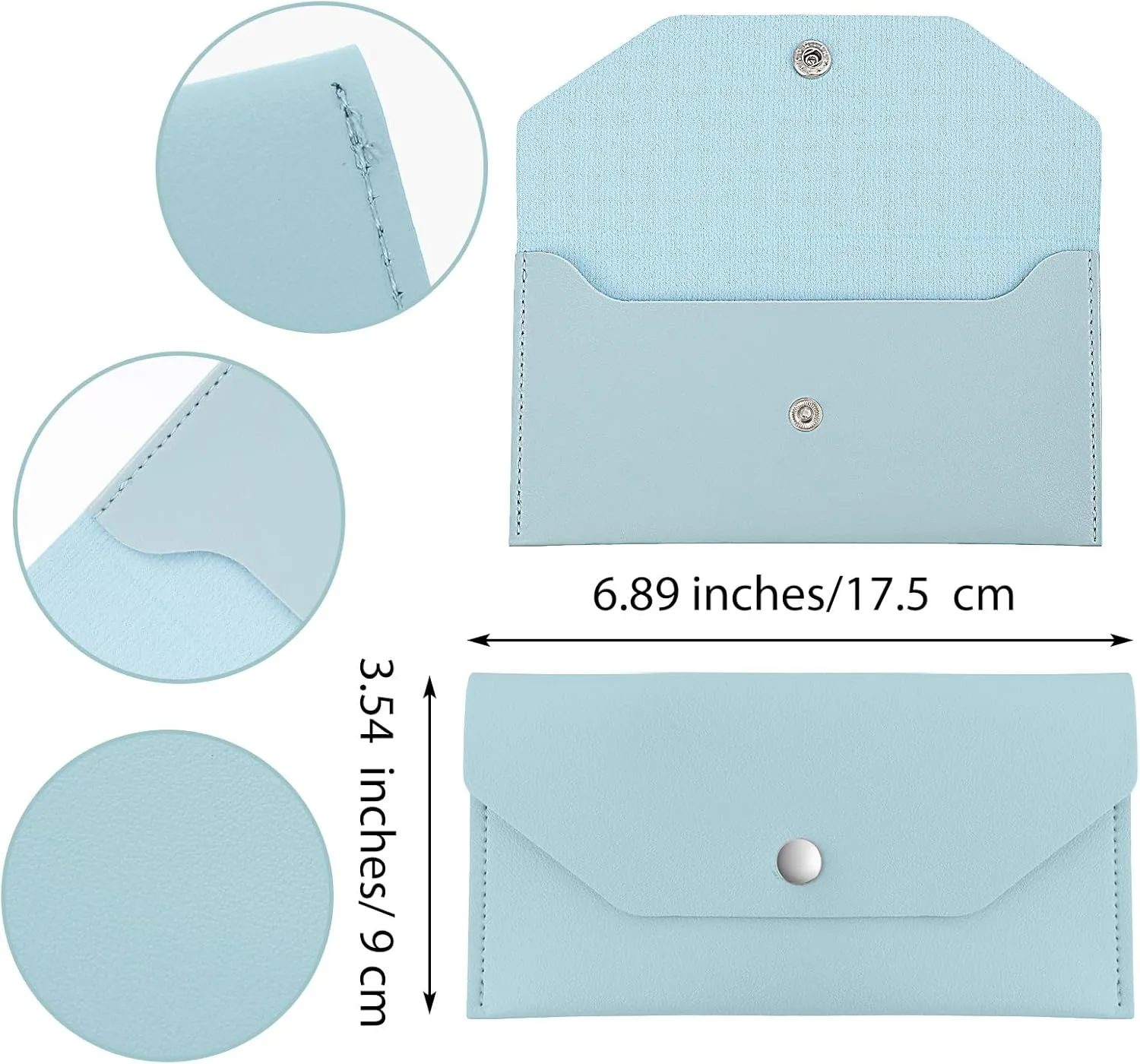 Teaaha Cash Wallet Genuine Leather Money Stuffing Wallets Organizer Reusable Budget Envelope Wallet Retro Clutch Wallets for Men Women Cash Check Billing, Minimalist Design (Blue)