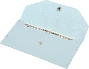 Teaaha Cash Wallet Genuine Leather Money Stuffing Wallets Organizer Reusable Budget Envelope Wallet Retro Clutch Wallets for Men Women Cash Check Billing, Minimalist Design (Blue)