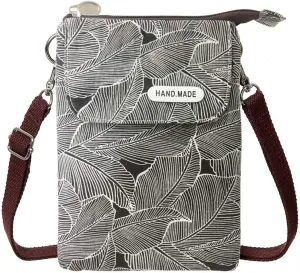 WITERY Leaf Pattern Canvas Cell Phone Purse Wallet Lightweight Small Crossbody Purse Bags for Women Girls