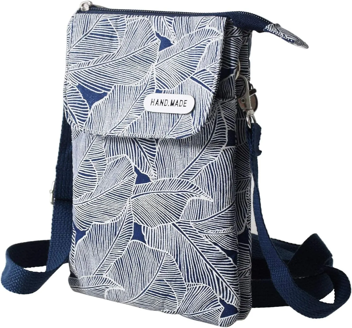 WITERY Leaf Pattern Canvas Cell Phone Purse Wallet Lightweight Small Crossbody Purse Bags for Women Girls