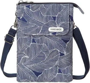 WITERY Leaf Pattern Canvas Cell Phone Purse Wallet Lightweight Small Crossbody Purse Bags for Women Girls