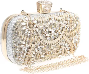 Womens Sparkly Rhinestone Crystal Clutch Bag Glitter Sequin Bridal Purse Evening Handbag for Wedding Party Prom