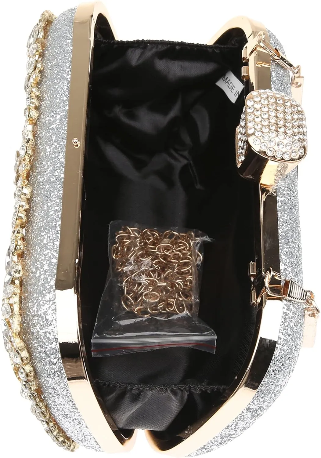 Womens Sparkly Rhinestone Crystal Clutch Bag Glitter Sequin Bridal Purse Evening Handbag for Wedding Party Prom