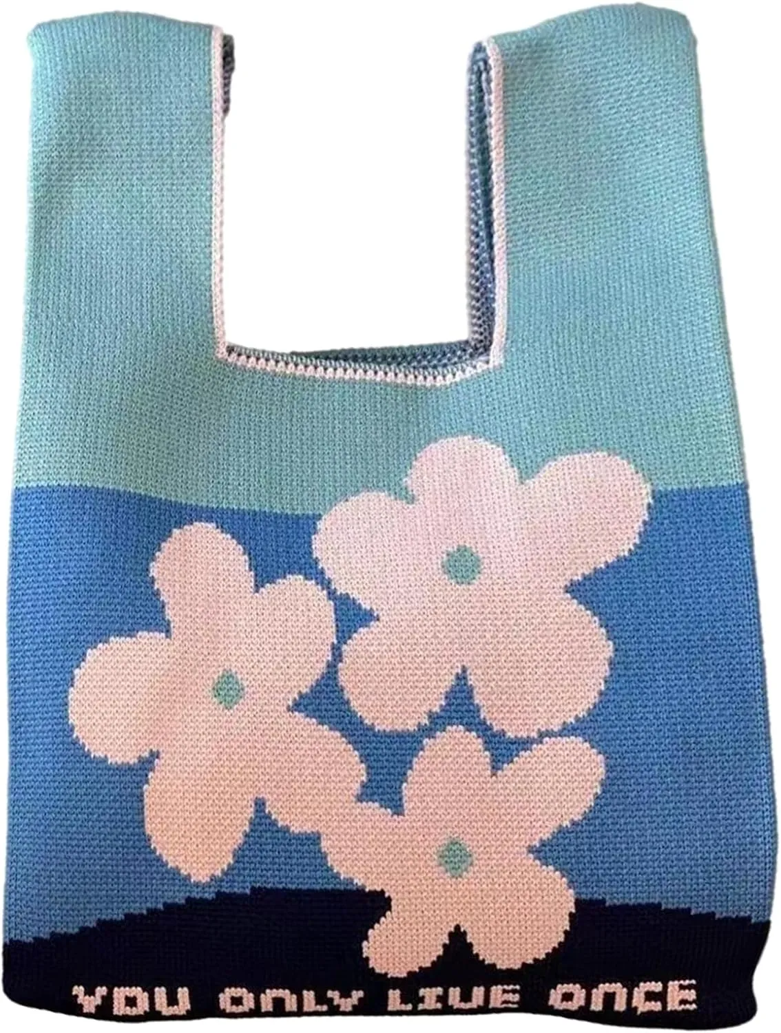 Women's Wrist Knotted Tote Bag Crochet Wristlet Handbag Aesthetic Cute Knit Purse (Very Small Size)
