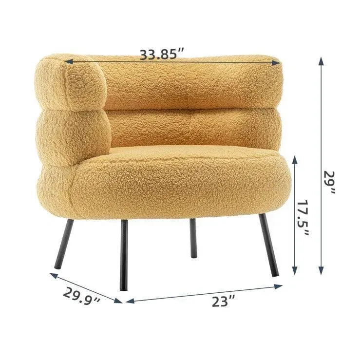 Wooden Twist Prissy Comfy Boucle Fabric Barrel Chair Perfect for Bedroom or Living Room